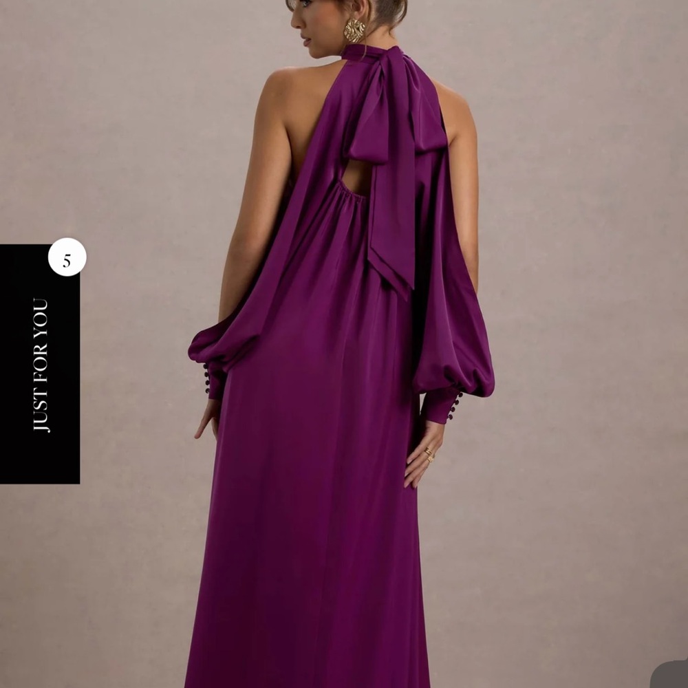 Satin Purple Maxi Dress Wedding - Picture 3 of 4